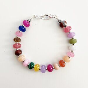 "JELLYBEAN" MIXED GEMSTONE BRACELETS-7IN